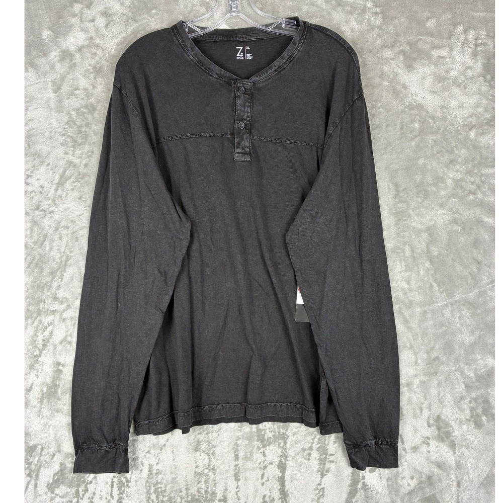 Z by Zella Mens Henley Shirt Long Sleeve Black Nordstrom RZ460474MN XL New